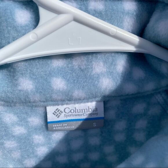 Columbia Fleece Zip Front Jacket S Light Blue With White Dots - Picture 3 of 8